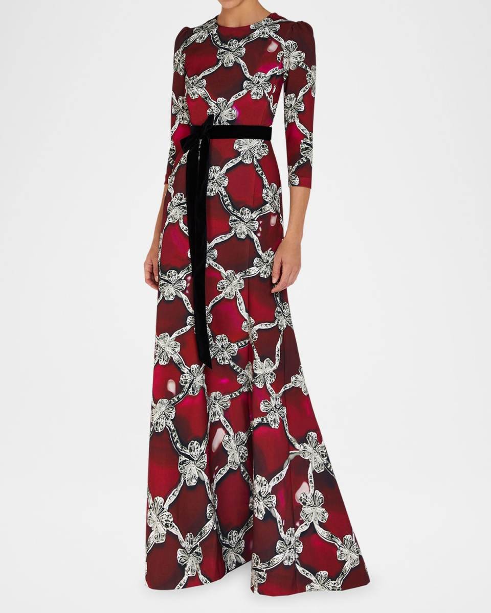 Chantal Plexus Ruby-Print Edda Crepe Gown